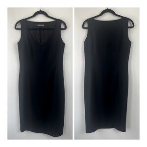 NWOT Jaeger Black Sleeveless Quiet Luxury Knee Length Career Sheath Dress US8